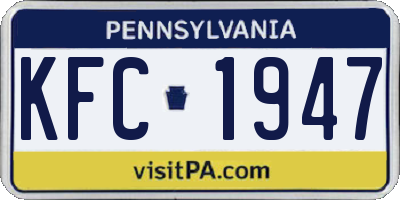 PA license plate KFC1947
