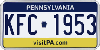 PA license plate KFC1953