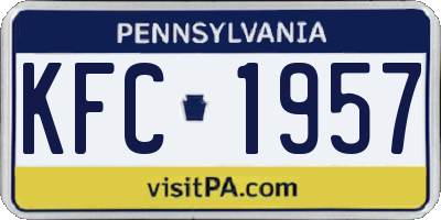 PA license plate KFC1957