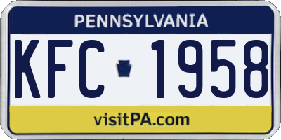 PA license plate KFC1958