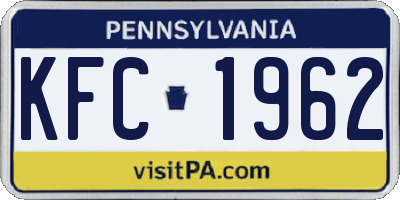 PA license plate KFC1962