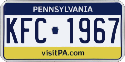 PA license plate KFC1967