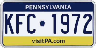 PA license plate KFC1972