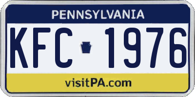 PA license plate KFC1976