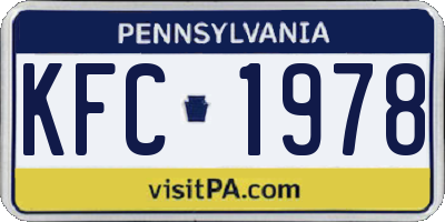 PA license plate KFC1978