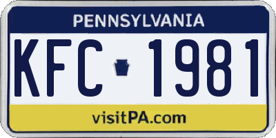 PA license plate KFC1981