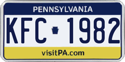 PA license plate KFC1982