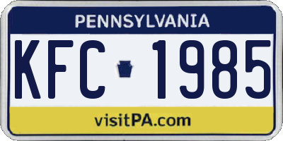 PA license plate KFC1985