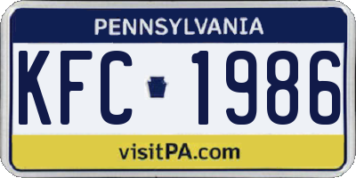 PA license plate KFC1986