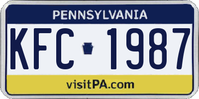 PA license plate KFC1987