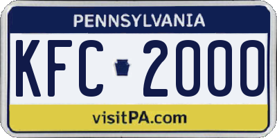 PA license plate KFC2000