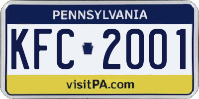 PA license plate KFC2001