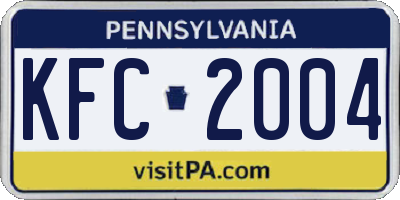 PA license plate KFC2004