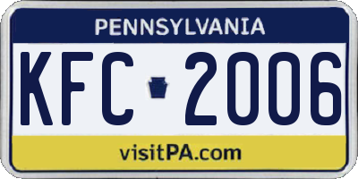 PA license plate KFC2006