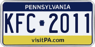 PA license plate KFC2011