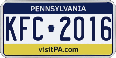 PA license plate KFC2016