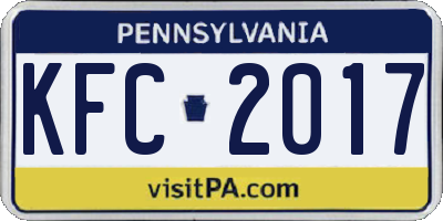 PA license plate KFC2017