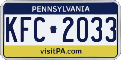 PA license plate KFC2033