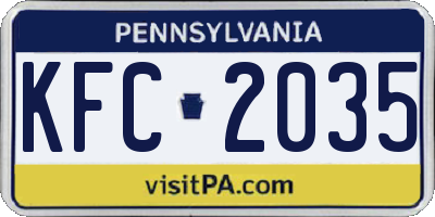 PA license plate KFC2035