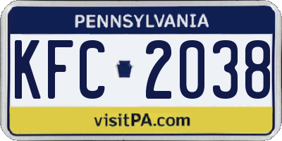 PA license plate KFC2038