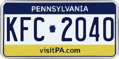 PA license plate KFC2040