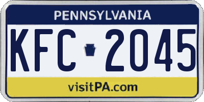 PA license plate KFC2045
