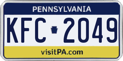 PA license plate KFC2049