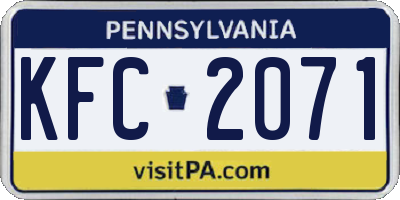 PA license plate KFC2071