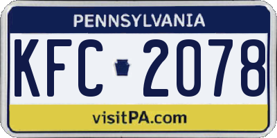 PA license plate KFC2078