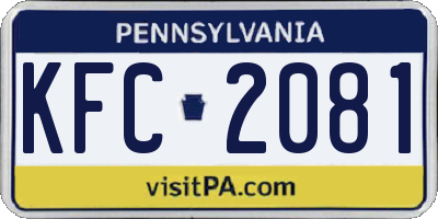 PA license plate KFC2081
