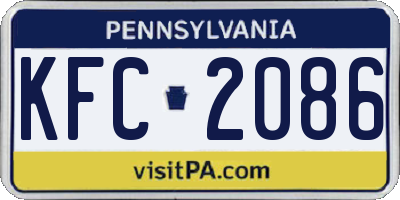 PA license plate KFC2086