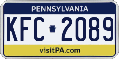 PA license plate KFC2089