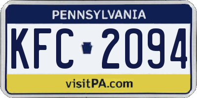 PA license plate KFC2094