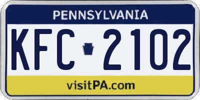 PA license plate KFC2102