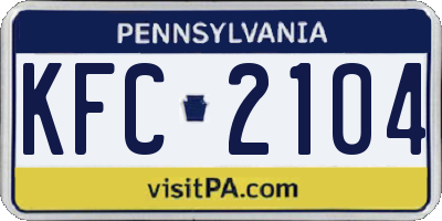 PA license plate KFC2104