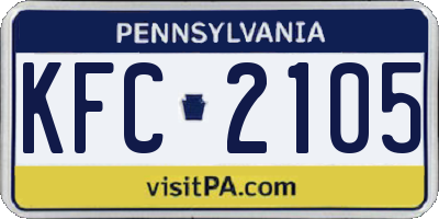 PA license plate KFC2105