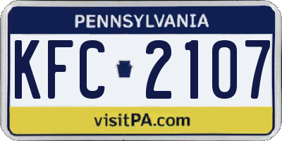 PA license plate KFC2107