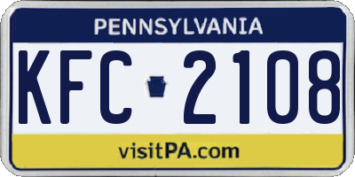 PA license plate KFC2108