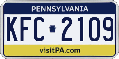 PA license plate KFC2109