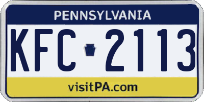 PA license plate KFC2113