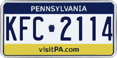 PA license plate KFC2114