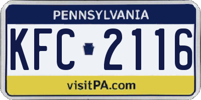 PA license plate KFC2116