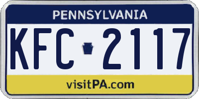 PA license plate KFC2117