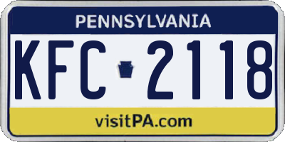 PA license plate KFC2118