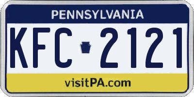 PA license plate KFC2121