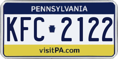 PA license plate KFC2122