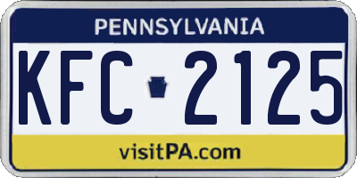 PA license plate KFC2125
