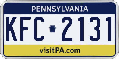 PA license plate KFC2131