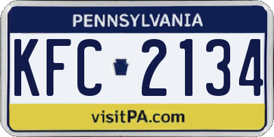 PA license plate KFC2134