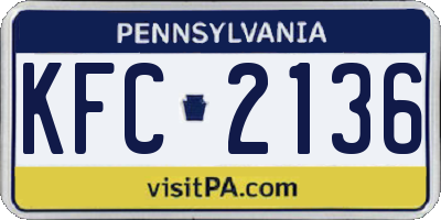 PA license plate KFC2136